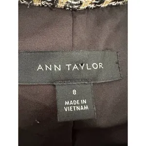 Ann Taylor Tweed‎ Jacket Bomber Zip Blazer Size 8 Fringe Career Yellow Metallic thumbnail 8