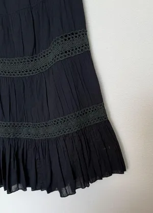 Vintage Y2K Black Lace Tiered Peasant Skirt Midi thumbnail 5