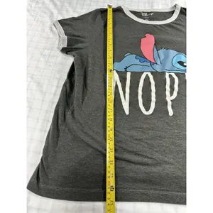 Disney Lilo & Stitch "NOPE" T-Shirt Women's XXL Gray Ringer Tee Sleep Top thumbnail 2