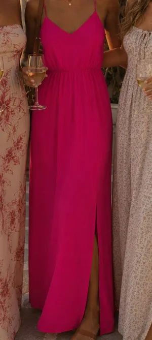 J.Crew Vibrant Pink Sleeveless Maxi Sundress Double Side Slit Dress Size 2 thumbnail 1
