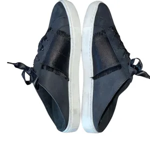 Free People Womens Leather Satin Ribbon‎ Slip-On Sneakers Shoes Black Size 38 thumbnail 5