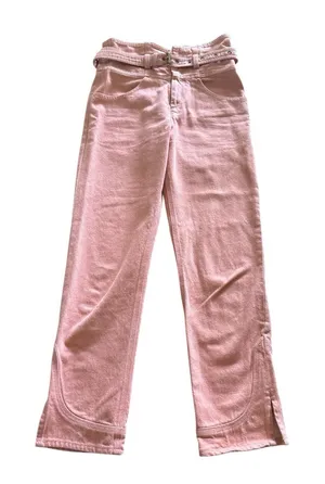 Isabel‎ Marant High Waisted Belted Jeans Size 36 (US 4) Pink Straight Leg thumbnail 1