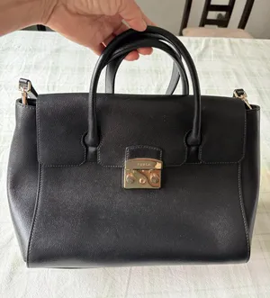 Furla Black Leather Top-Handle Satchel with Gold Hardware thumbnail 1