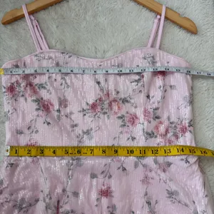 Lulus Flourishing Shine Light Pink Floral Sequin Tiered Maxi Dress Size Large thumbnail 8