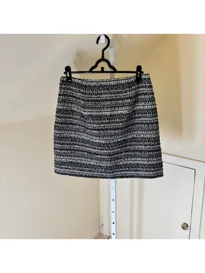 Loft EUC Women's Tweed Boucle Holiday Striped Metallic Mini Skirt 6 thumbnail 4