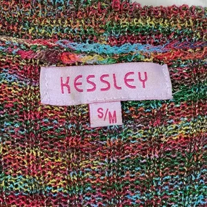 Vintage y2k Kessley Multicolor Rainbow Metallic Bell Sleeve Cardigan Sweater S thumbnail 8