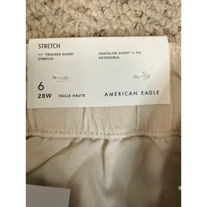 American Eagle Womens 11 Trouser Short High Rise Stretch Tan Cream 6 28W NEW thumbnail 7