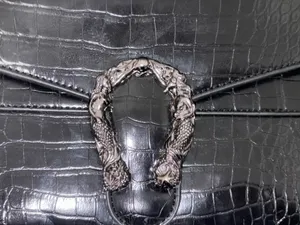 Crocodile Style Crossbody Black Bag thumbnail 4