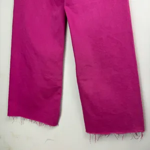 Zara Marine Straight Bright Pink Jeans Sz 2 High Rise Flare Raw Hem thumbnail 15