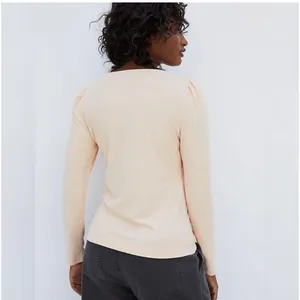 By Anthropologie‎ Ribbed Scoop Neck Long Sleeve Top Sz XS Orange Stretch thumbnail 3