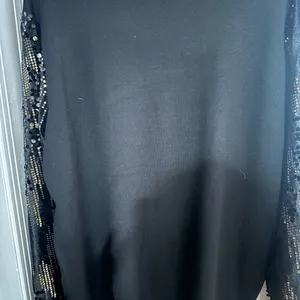 Indigo rose black sweater with velvet sequin sleeves 1X thumbnail 4