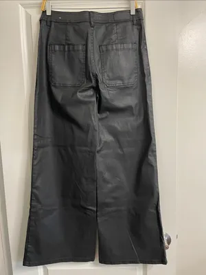 Mango Coated Jeans Culotte High Waist Catherine Ankle Black Wide Leg Size 10 NWT thumbnail 9