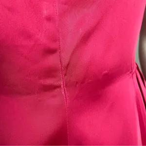 Vintage 1950s Dress A-Line Pink‎ Sleeveless Retro Satin FLAWS Handmade Zip-Up thumbnail 14