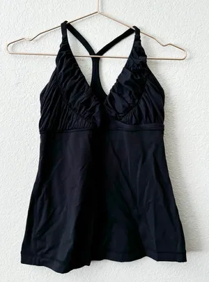 Lululemon Ruffle Front Black Sleeveless Top 8 thumbnail 1