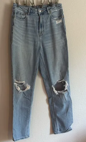 American Eagle Outfitters Light Blue Distressed Boyfriend Jeans thumbnail 1