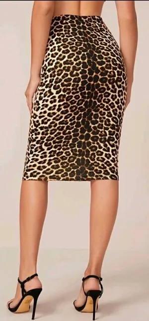 SheIn Leopard pencil skirt high waist L new thumbnail 4