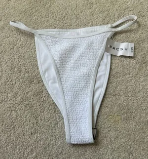 PacSun LA Hearts White Textured Crinkle High-Cut String Bikini Bottom NWT Small thumbnail 1