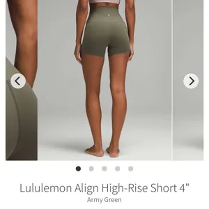 Lululemon Align High Rise Short 4" Army Green Size 10 thumbnail 2