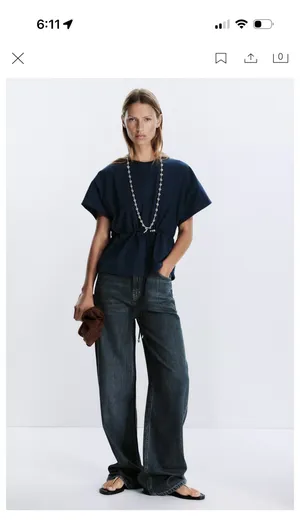 ZARA Cinch Waist Top thumbnail 4
