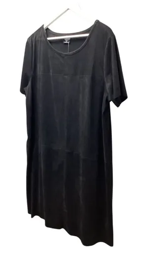 Calstyle Black Faux Suede short sleeve shift dress Size XL thumbnail 1