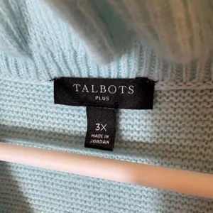 Talbots Plus Sky Blue Ruffled‎ Neck Textured Knit Sweater Size 3X thumbnail 4