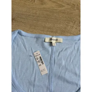 NWT Madewell puff‎ sleeve top scoop neck light blue summer supima cotton size XL thumbnail 3