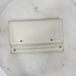 VTG Cow Leather Bi-fold Checkbook Wallet White Ivory Card Slots Simple Classic thumbnail 13