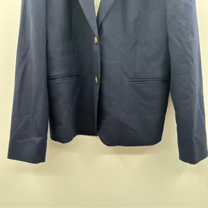 J. Crew Factory Wool Blend Navy Blue‎ Long Sleeve Button Blazer Size 10 thumbnail 3