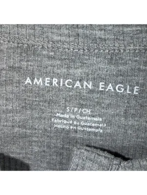 American Eagle Small Gray Ribbed Henley Bodysuit Long Sleeve thumbnail 5