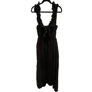 Free People $108 Ruffle It Up Black Midi Dress On or Off Shoulder Back Bow M thumbnail 7