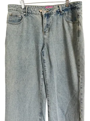 EDIKTED Light Wash Wide Leg Baggy Jeans Womens XL Y2K Double Button thumbnail 2
