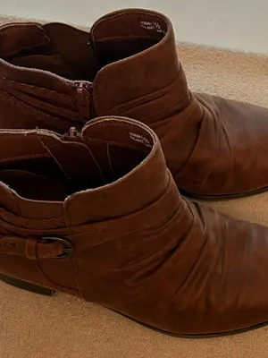 NOR Brown Suede Ankle Booties with Side Buckle Size 9.5 thumbnail 2