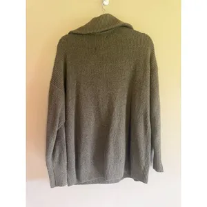 Aerie Olive Green‎ Quarter Zip Ribbed Knit Oversized Sweater Mock Neck XS thumbnail 3