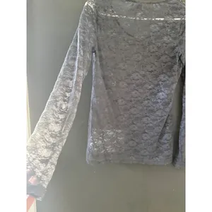 Vanity Y2k Womens Grey Lace Long Sleeve Mesh Cross‎ Chain Print Top Sm Grunge thumbnail 8