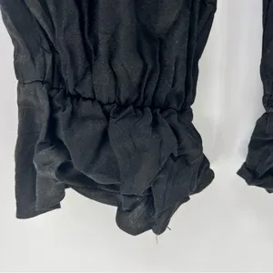 Lovers + Friends Revolve Black Ruffle Hem Pants M High Rise Smocked Waist thumbnail 3