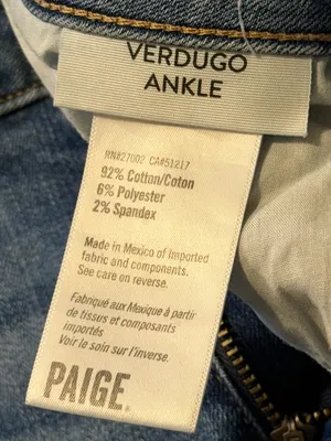 PAIGE Verdugo Ankle Jeans Women's Size 32 Blue Mid Rise Raw Hem Skinny thumbnail 4
