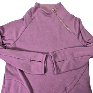 Earth Yoga M Organic Cotton Blend Purple‎ Asymmetrical Zip Pullover Sweatshirt thumbnail 3