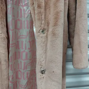 Juicy Couture Women’s Medium Dusty Pink Teddy Trench Faux Fur Coat Y2K Plush thumbnail 12