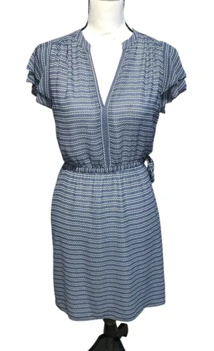 H&M Womens Blue Striped Mini Summer Casual Flutter Sleeve A Line Dress thumbnail 1