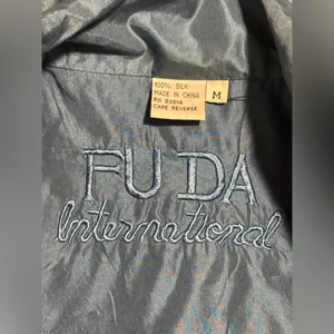 EUC FUDA International Blue 100 % silk bomber jacket size medium thumbnail 9