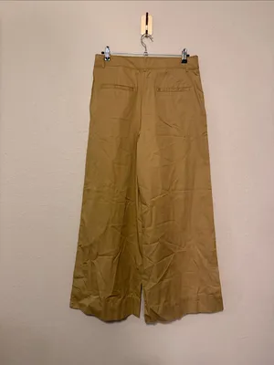 LOFT Poplin Pleated Wide Leg Pants Khaki Size 8 NWT thumbnail 7