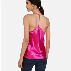 Express Satin Drape Front String Racerback Camisole Top Hot‎ Pink Medium thumbnail 5