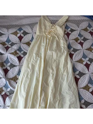 Tuckernuck Moon River Light Yellow V-Neck Maxi Dress Size M cottagecore spring thumbnail 7