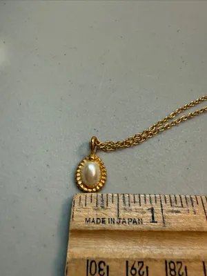 Gold Rope Chain Necklace with Pearl Pendant thumbnail 4