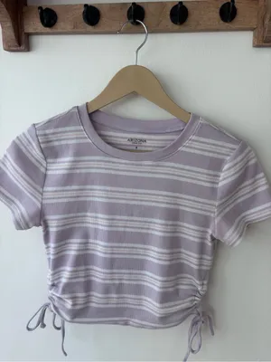 Arizona Jeans Lavender Striped Cropped Tee — Size S thumbnail 2
