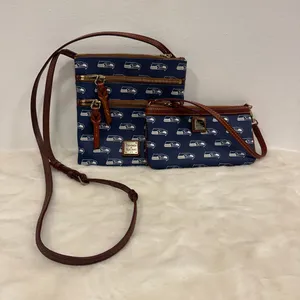 Dooney & Bourke Seattle Seahawks NFL Navy Logo Crossbody and Wristlet Set! thumbnail 2