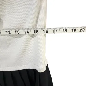 Zara One‎ Shoulder Top Womens L White Black Contrasting Pleated Hem Asymmetrical thumbnail 7