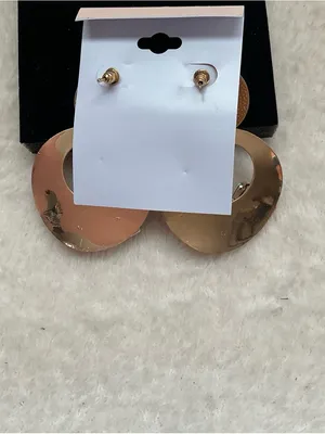 Gold Hoop Earrings with Pink and Green Gemstones thumbnail 5