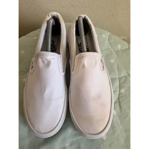 Vans Classic Slip-On Womens White Canvas Sneakers US 7.5 EU 38 Round Toe thumbnail 4