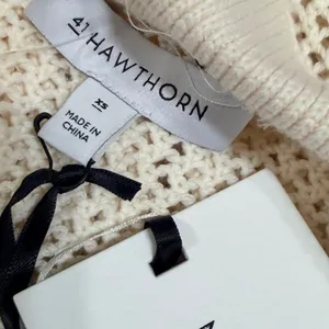41 Hawthorn Womens Ecru Open Knit Cotton Polo Sweater Short Sleeve XS NEW thumbnail 7